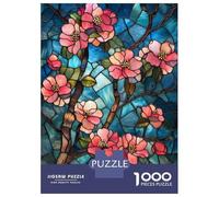 1000 Piece Puzzle For Teenagers Stained Glass Cherry Blossom Puzzle for Adults Relaxing Games Pattern Assembly Birthday And Unique Gifts 70x50cm/1000pcs