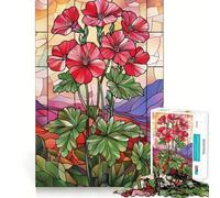 1000-piece Puzzle for Teenagers Stained Glass Flowers Clean Edge Game Mental Focus Game Slow Play Fun Birthday Fun Gift (50x75cm)
