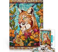 1000 Piece Puzzle For teenagers Stained Glass Lynx Interessante Stressreduzierung Geburtstagsgeschenk, Geschenke, Wandkunst52x38cm