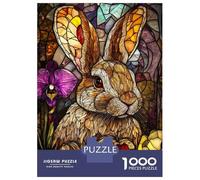 1000 Piece Puzzle For Teenagers Stained Glass Rabbit Puzzles for Adults Toy Wall Decor Staycation Kill Time for Is Ideal As A Gift 70x50cm/1000pcs