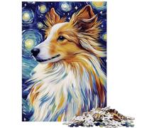 1000-piece Puzzle for Teenagers Starry Dog Art Impossible Game Difficult Challenge Toy Wall Decor Artists' Collection, Fine Arts Size 38x26cm