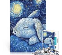 1000-piece puzzle for teenagers Starry Night Bunny Made of cardboard for 14+ Train your brain and your hands Christmas game Gifts 。size:26x38cm/10.24x14.96inch