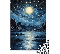 1000-piece Puzzle for Teenagers Starry Night Over Water Puzzles for Adults Fun Games Perfect Decoration Birthday Present, Gifts, 70x50cm/1000pcs
