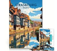 1000 Piece Puzzle For Teenagers Strasbourg Canal View Exact Fit Game Mind Challenge Toy Calm Fun Time Xmas Scene Art (38x52cm)