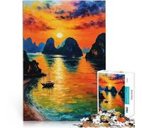 1000 Piece Puzzle For teenagers Sunset Ha Long Bay with Sailboat Lernspiele Jedes Stück ist einzigartig Anspruchsvolles Familienspiel38x26cm