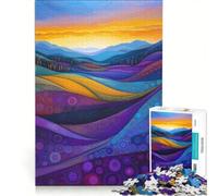 1000-piece Puzzle for Teenagers Sunset Over Abstract Hills, Educational Game, Decompressing Intellectual, Unique Challenge Game 50x75cm