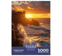 1000-piece Puzzle for Teenagers Sunset Over Rocky Coastline Adult Jigsaw Brain Teaser Game Analysis And Logic Birthday Present, Gifts, 52x38cm/1000pcs