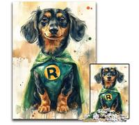 1000-piece Puzzle for Teenagers Superman Dachshund Wooden Jigsaw Puzzles Interesting Stress Reduction, Gifts Ideas for 14+ 50X75CM