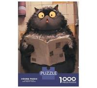1000 Piece Puzzle For Teenagers Surprised Cat Reading Newspaper Adult Puzzles Brain Teaser Game Perfect Decoration Difficult And Challenge 70x50cm/1000pcs
