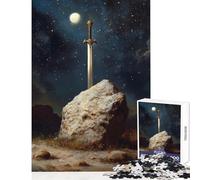 1000 Piece Puzzle For Teenagers Sword in Stone Under Moonlight Cozy Shared Family Leisure Time Unique Festive (38X26cm)