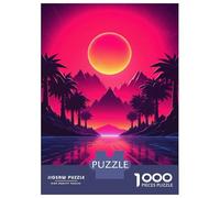 1000 Piece Puzzle For Teenagers Synthwave Sunset Tropical Jigsaw Puzzle Family Games Wall Art Unique Gifts for Birthday And Christmas 52x38cm/1000pcs