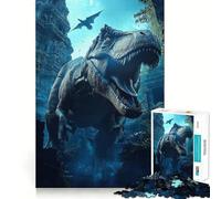 1000-piece Puzzle for Teenagers T-Rex In Ancient Ruins Clean Edge Game Mental Focus Game Slow Play Fun Birthday Fun Gift(38x26cm)