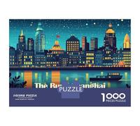 1000 Piece Puzzle For Teenagers The Bund Shanghai China Nightscape Teenager Puzzles Brain Teaser Game Home Decoration Unique Gifts for Birthday And Christmas 38x26cm/1000pcs