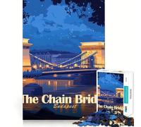 1000-piece Puzzle for Teenagers The Chain Bridge Budapest Illustration Precise Cut Art Focus Fun Game Relax Play Time Birthday Fun Gift (38x52cm)