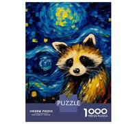 1000-piece Puzzle for Teenagers The Starry Night Raccoon Jigsaws for Adults Hands-on Game Precision Cutting Great Gift for Gaming 52x38cm/1000pcs