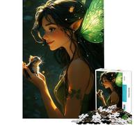 1000-piece Puzzle for Teenagers Thinker Bell And Kitten Help The Brain Exercise Presents for Women Family Games for 14+ Puzzle Game Offered (50x75cm)