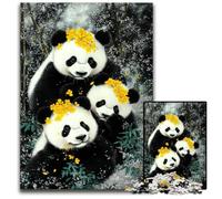 1000-piece Puzzle for Teenagers Three Pandas Wooden Jigsaw Puzzles Interesting Stress Reduction, Gifts Ideas for 14+ 50X75CM