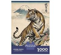 1000 Piece Puzzle For Teenagers Tiger And Mount Fuji Ukiyo-e Print Jigsaw Puzzle Toy Wall Decor Perfect Decoration Unique Gifts for Birthday And Christmas 70x50cm/1000pcs