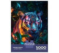 1000-piece Puzzle for Teenagers Tiger in Neon Jungle Jigsaws for Adults Hands-on Game Precision Cutting Great Gift for Gaming 52x38cm/1000pcs