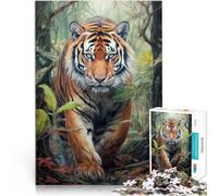 1000-piece puzzle for teenagers Tiger Made of cardboard，Suitable for people aged 14 and above Hand Speed Race Improving love between couples。size：26x38cm/10.24x14.96inch