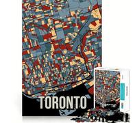 1000-piece Puzzle for Teenagers Toronto City Map Art Clean Edge Game Mental Focus Game Slow Play Fun Birthday Fun Gift(38x26cm)