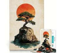 1000 Piece Puzzle For Teenagers Traditional Bonsai Tree Sunset Artwork Exact Fit Game Mind Challenge Toy Calm Fun Time Xmas Scene Art (38x52cm)