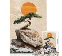 1000-piece Puzzle for Teenagers Traditional Japanese Bonsai Tree on A Rock Fun Relaxing Family Home Activity Perfect Christmas Holiday Giftsing (50x75cm)