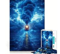 1000-piece Puzzle for Teenagers Train Journey Through Storm Precise Cut Art Focus Fun Game Relax Play Time Birthday Fun Gift(38x26cm)