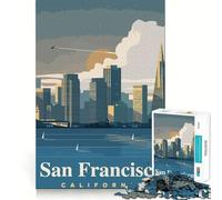 1000-piece Puzzle for Teenagers Travel to San Francisco Clean Edge Game Mental Focus Game Slow Play Fun Birthday Fun Gift(38x26cm)