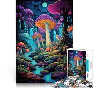 1000-piece puzzle for teenagers Trippy forest full of mushrooms Made of cardboard for 14+ DIY Toys Unique gifts for birthday and Christmas。size：38x52cm/14.96x20.47inch