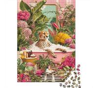 1000-piece Puzzle for Teenagers Tropical Leopard Bath Decor Puzzles for Adults Fun Games Perfect Decoration Birthday Present, Gifts, 52x38cm/1000pcs