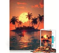 1000-piece Puzzle for Teenagers Tropical Sunset Island Precise Cut Art Focus Fun Game Relax Play Time Birthday Fun Gift (50x75cm)