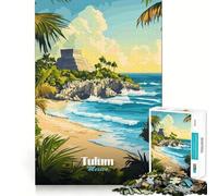 1000 Piece Puzzle For Teenagers Tulum Mexico Travel Poster Exact Fit Game Mind Challenge Toy Calm Fun Time Xmas Scene Art(38x26cm)