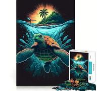 1000-piece Puzzle for Teenagers Turtle Island Precise Cut Art Focus Fun Game Relax Play Time Birthday Fun Gift (50x75cm)