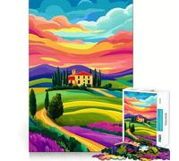 1000 Piece Puzzle For Teenagers Tuscan Villa Sunset Italy Art Exact Fit Game Mind Challenge Toy Calm Fun Time Xmas Scene Art (38x52cm)