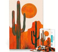 1000-piece Puzzle for Teenagers Twin Cactuses Precise Cut Art Focus Fun Game Relax Play Time Birthday Fun Gift(38x26cm)