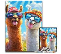 1000-piece Puzzle for Teenagers Two Alpacas Cardboard Jigsaw Puzzles Games Toys Gift, Enhance Love between Couples for Age 14+ 26X38CM