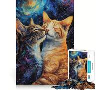 1000 Piece Puzzle For Teenagers Two Cats In Love Together Exact Fit Game Mind Challenge Toy Calm Fun Time Xmas Scene Art(38x26cm)