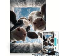 1000-piece Puzzle for Teenagers Two Cows Looking Down Precise Cut Art Focus Fun Game Relax Play Time Birthday Fun Gift (50x75cm)