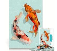 1000-piece Puzzle for Teenagers Two Japanese Koi Fish Precise Cut Art Focus Fun Game Relax Play Time Birthday Fun Gift (38x52cm)