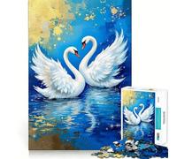 1000 Piece Puzzle For Teenagers Two Swans in Love Art Exact Fit Game Mind Challenge Toy Calm Fun Time Xmas Scene Art (38x52cm)