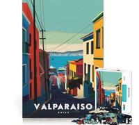 1000-piece Puzzle for Teenagers Valparaiso, Chile Cityscape Precise Cut Art Focus Fun Game Relax Play Time Birthday Fun Gift(38x26cm)