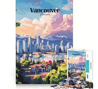 1000 Piece Puzzle For Teenagers Vancouver Skyline Poster Exact Fit Game Mind Challenge Toy Calm Fun Time Xmas Scene Art (50x75cm)