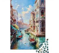 1000-piece Puzzle for Teenagers Venice Canal Gondola Ride-2 Puzzles for Adults Fun Games Perfect Decoration Birthday Present, Gifts, 52x38cm/1000pcs