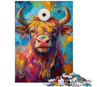 1000-piece Puzzle for Teenagers Vibrant Bull Art Impossible Game Difficult Challenge Toy Wall Decor Artists' Collection, Fine Arts Size 38x52cm
