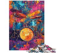1000-piece Puzzle for Teenagers Vibrant Drumset Art Impossible Game Difficult Challenge Toy Wall Decor Artists' Collection, Fine Arts Size 38x26cm