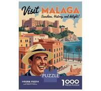 1000-piece Puzzle for Teenagers Visit Malaga Travel Puzzles for Adults Hands-on Game Enhance Memory Birthday Present, Gifts, 52x38cm/1000pcs