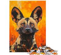 1000-piece Puzzle for Teenagers Vivid Wild Dog Portrait Impossible Game Difficult Challenge Toy Wall Decor Artists' Collection, Fine Arts Size 38x52cm