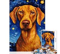 1000 Piece Puzzle For Teenagers Vizsla Dog Starry Night Educational Toy Funny Gift Educational Games with Fully Interlocking Randomly Shaped Pieces Size 50x75cm