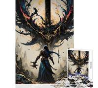 1000 Piece Puzzle For Teenagers Warrior Facing A Dark Entity Educational Toy Funny Gift Educational Games with Fully Interlocking Randomly Shaped Pieces Size 38x52cm